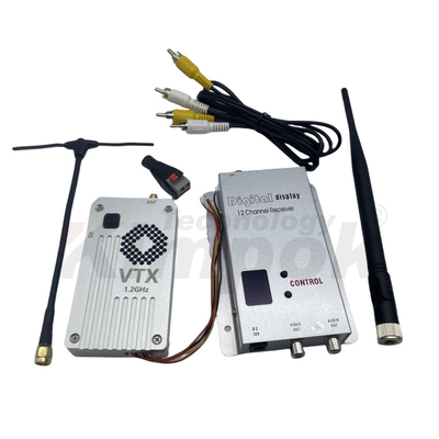 1.2G 5W Transmisor y receptor de vídeo inalámbrico 1.2Ghz VTX VRX 1080-1360M FPV Transmisión de vídeo de larga distancia