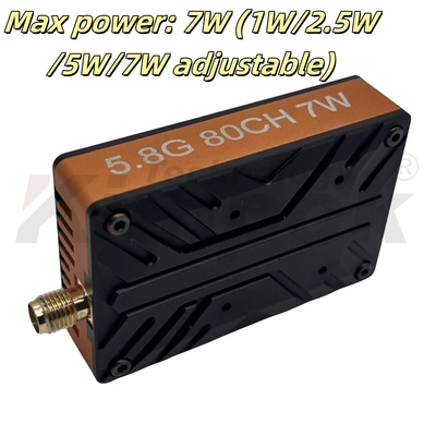 Transmisor de video FPV 7W 5.8G VTX 80CH Transmisión FPV 5.8Ghz VTX para carreras FPV Peso 56g Transmisión de largo alcance de alta potencia
