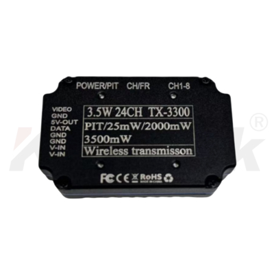 Transmisor de video analógico FPV de 24 canales ultraligero de 3.3 GHz y 3.5 W, 24.5 g, dedicado a carreras de drones