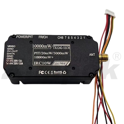 2.5G 10W Drone de alta potencia de 8 canales Transmisor de transmisión de imagen inalámbrico analógico, transmisión estable a ultrarelgas.